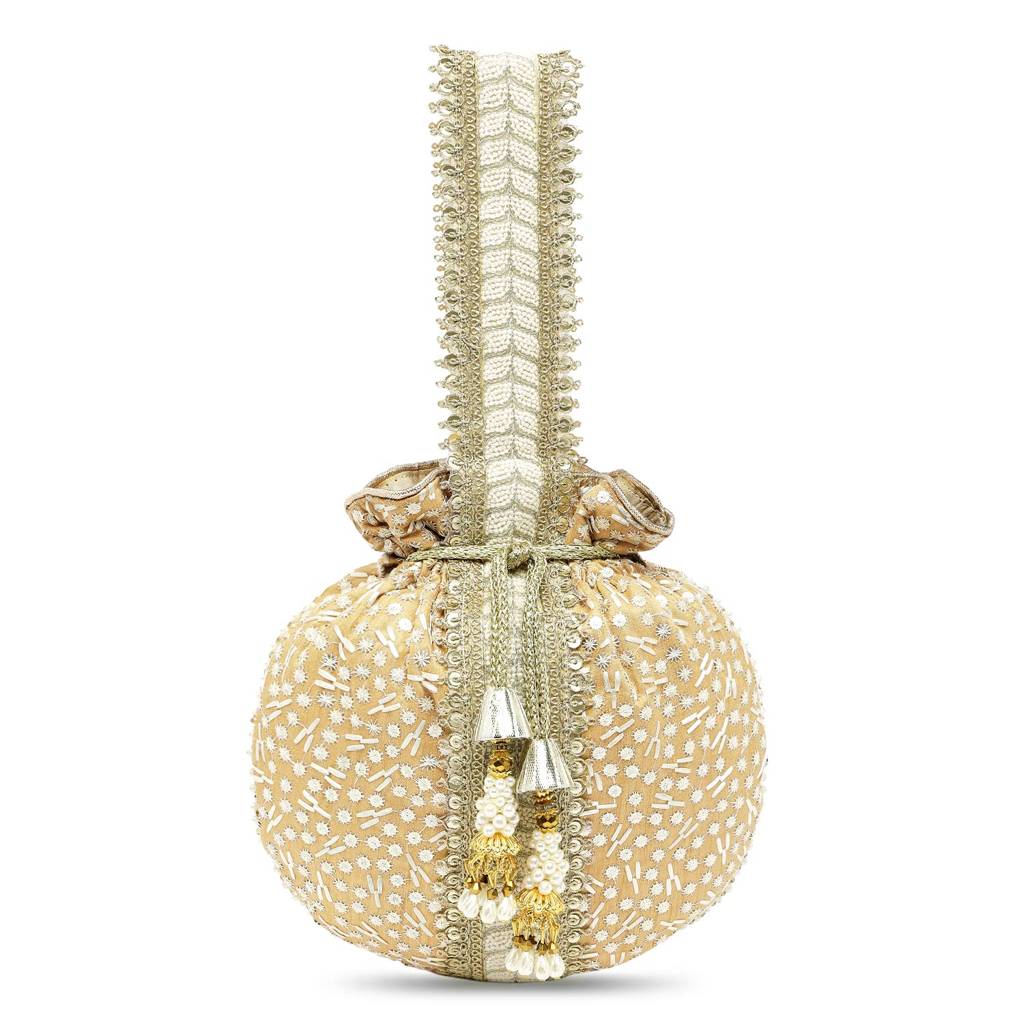 Potli Bags For Women Evening Bag Clutch Ethnic Bride Purse With Drawstring(P93Br) : P93BR
