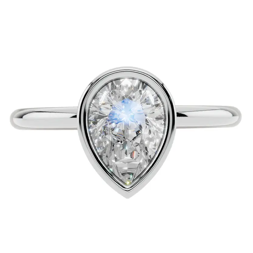 The Pear Bezel Solitaire Ring : LR12-W-10