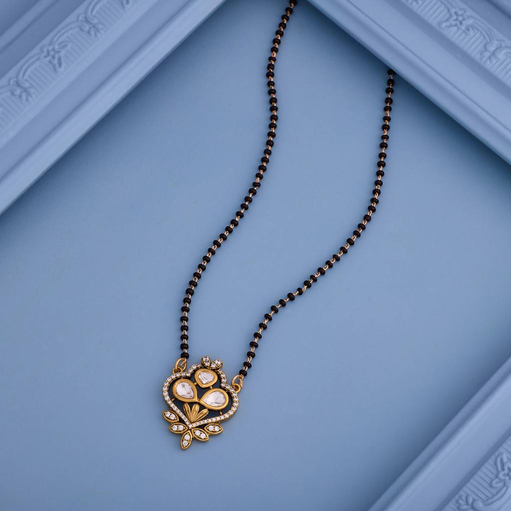 White Victorian Plated - Casual Wear Kundan Mangalsutra - 460900 : 460900