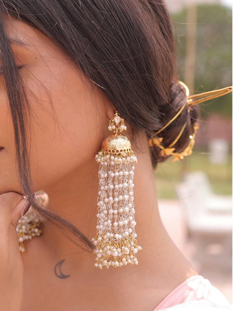 Divyana Pachi Kundan Jhumkas : 707EAR25RA