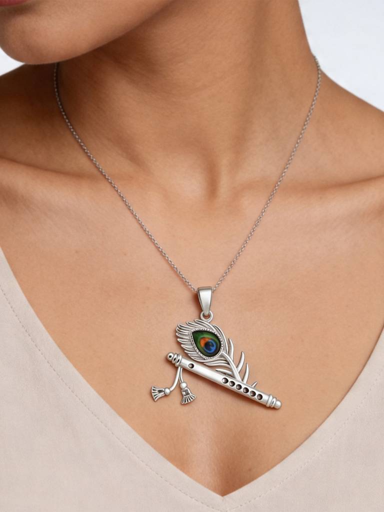 Touch925 Pure 925 Silver Krishna Bansuri Pendant : BDGL103