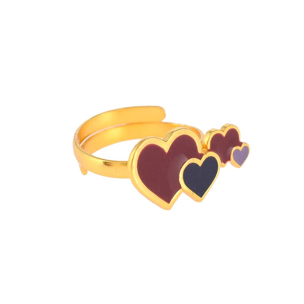 Enamelled Hearts Ring : 8905124491333