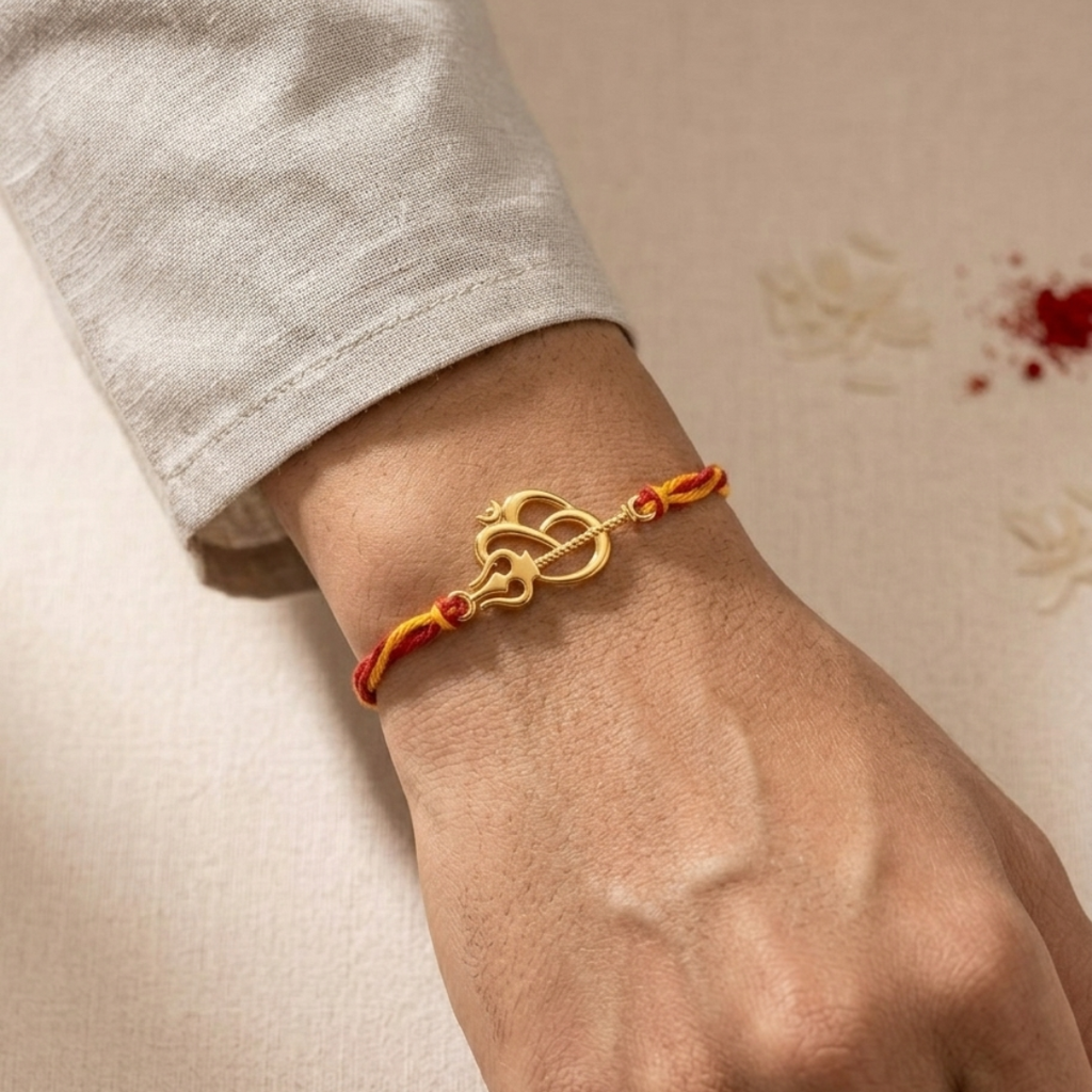 Om Trik 925 Sterling Silver Rakhi For Brother : RB-0019