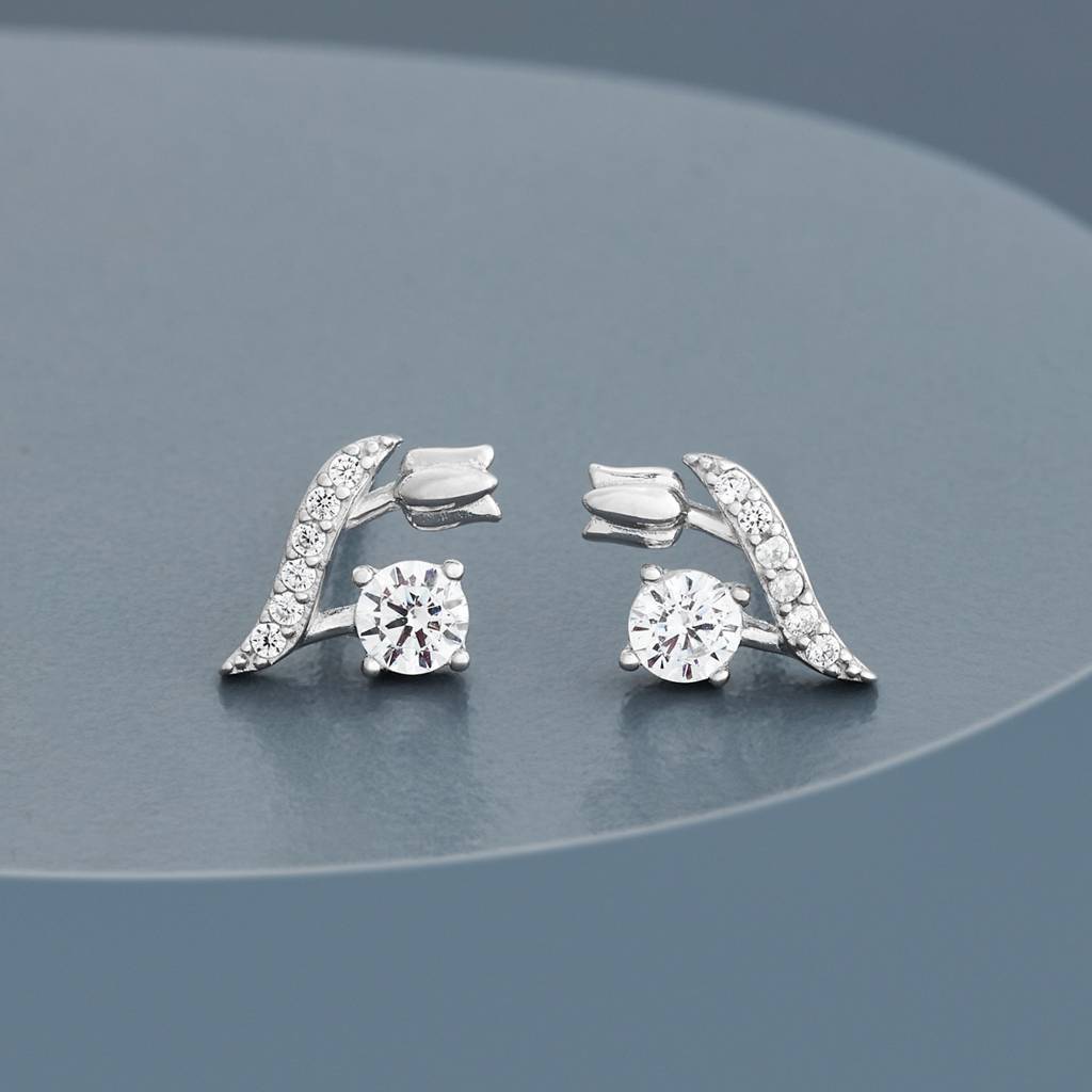 Office Wear Silver Earring - 465579 : 465580
