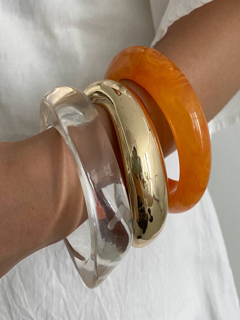 Set Of 3, Chunky Oversized Bold Acrylic Resin Bangles : ASX1225B7125OTGC3