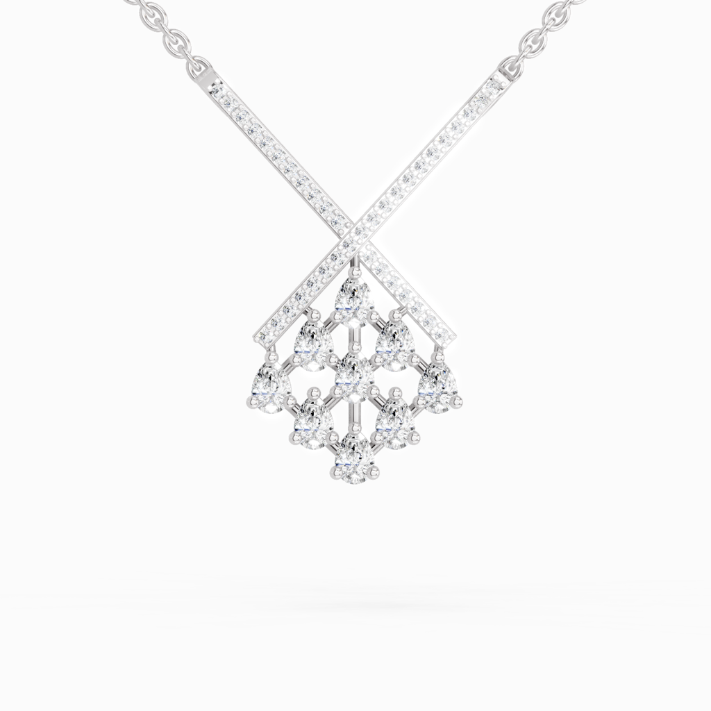 Lab Grown Diamond 0.94 Carat Pear Fashion Pendant Pendants14K : SPN19568-NK-14KW-094CT