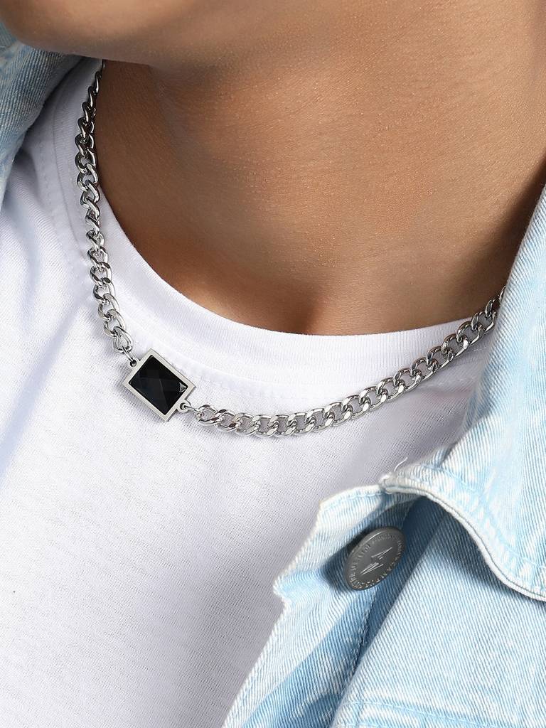 Men'S The Block Pendant Necklace - Metallic Silver : FAPD1178