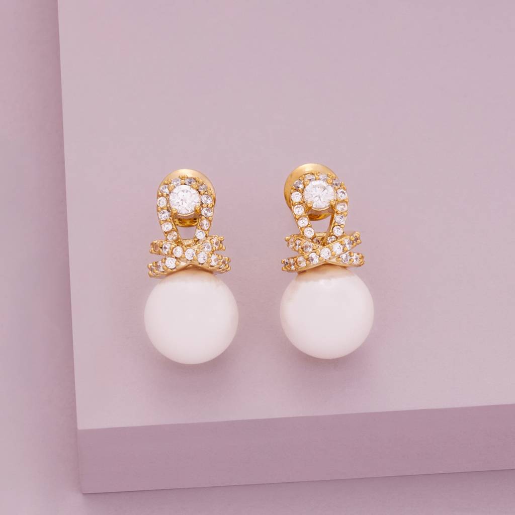 Pearl Gold - Plated Casual Wear Trendy Zircon Earring - 464680 : 464680