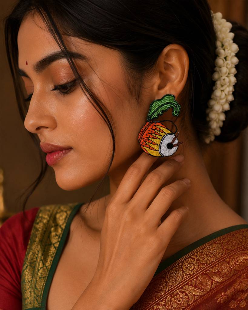 Dhak Ear Rings (Green Accent) : ER0135