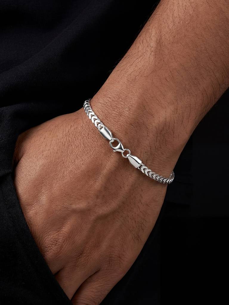 Touch925 Pure 925 Silver Men’S Franco Link Chain Bracelet : CDGB231