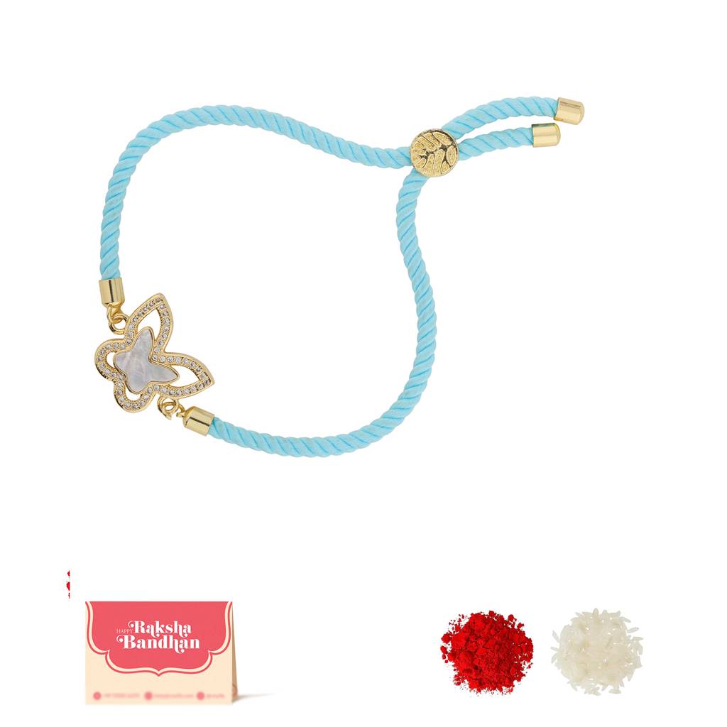 Butterfly Bliss Beaded Bracelet Style Rakhi For Your Sister Wrist : 8905124561173