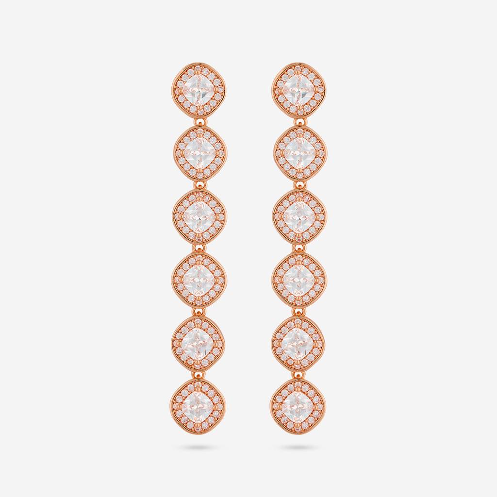 White - Plated Casual Wear Trendy Zircon Earring - 466896 : 466898