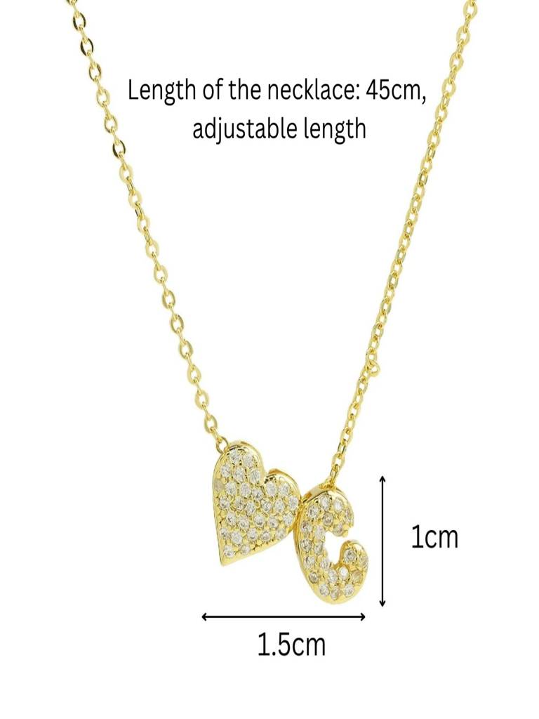 Reversible Initial Letter & Heart With Zircons Gold Plated Antitarnish Pendant : ABY0226P201GC