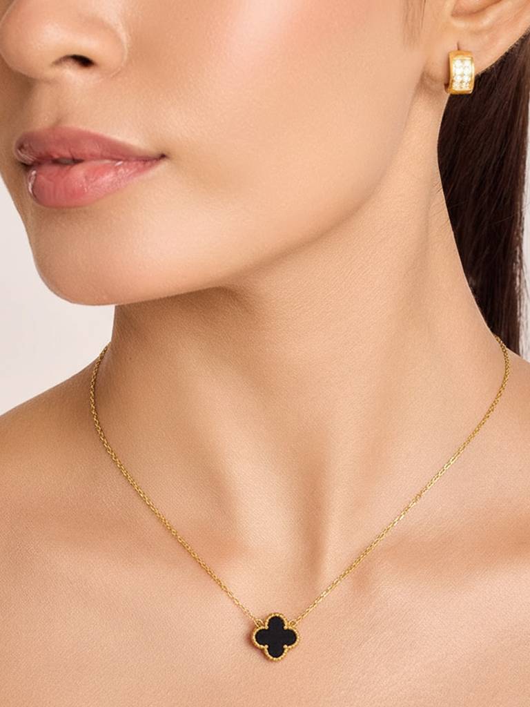 18K Gold Platedgolden Clover Necklace Stainless Steel Waterproof & Anti-Tarnish : N46SJSS0G