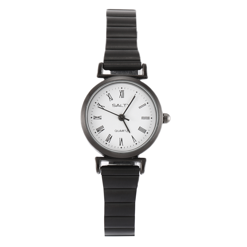 White Dial Round Classic Black Ladies Watch : WT-S-0012-BK-WH