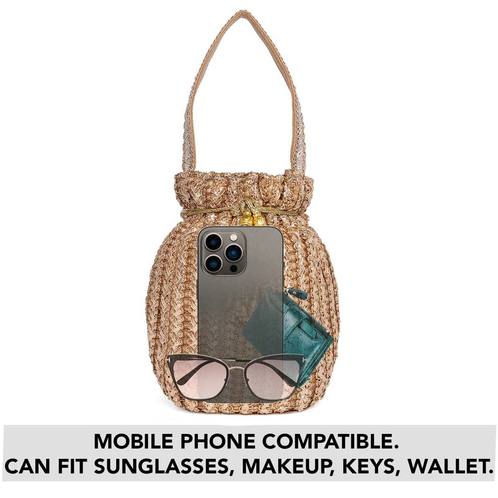 Potli Purses For Women Handmade Evening Handbag Stylish Bridal Fashion Wristlet Bag For Girls (P124C) : P124C