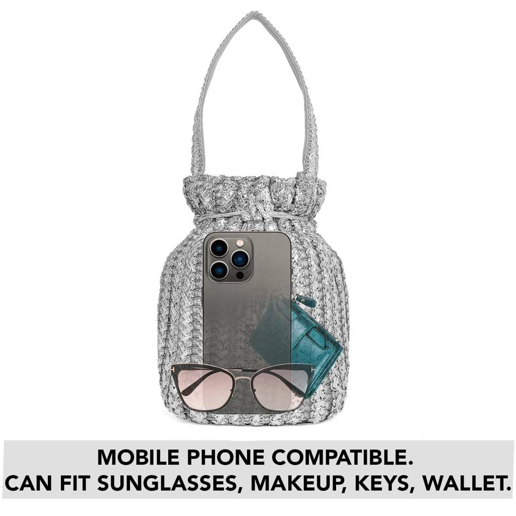Potli Purses For Women Handmade Evening Handbag Stylish Bridal Fashion Wristlet Bag For Girls (P124C) : P124S