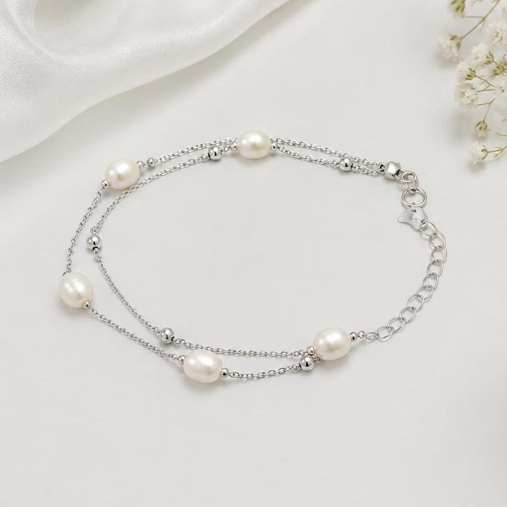 Pearl Drift Layered Bracelet : BS14970-S-WH