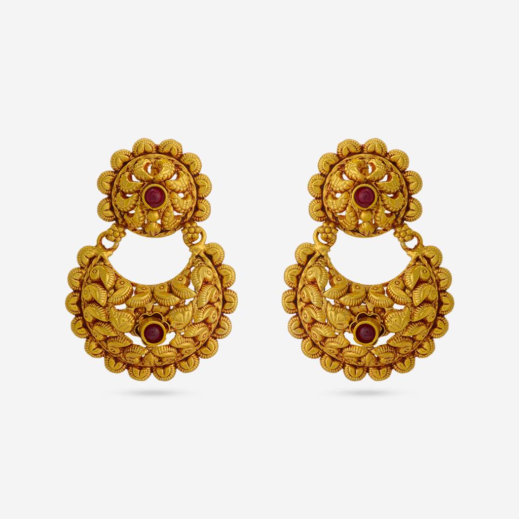 Ruby Gold - Plated Festive Temple Earring - 467762 : 467762