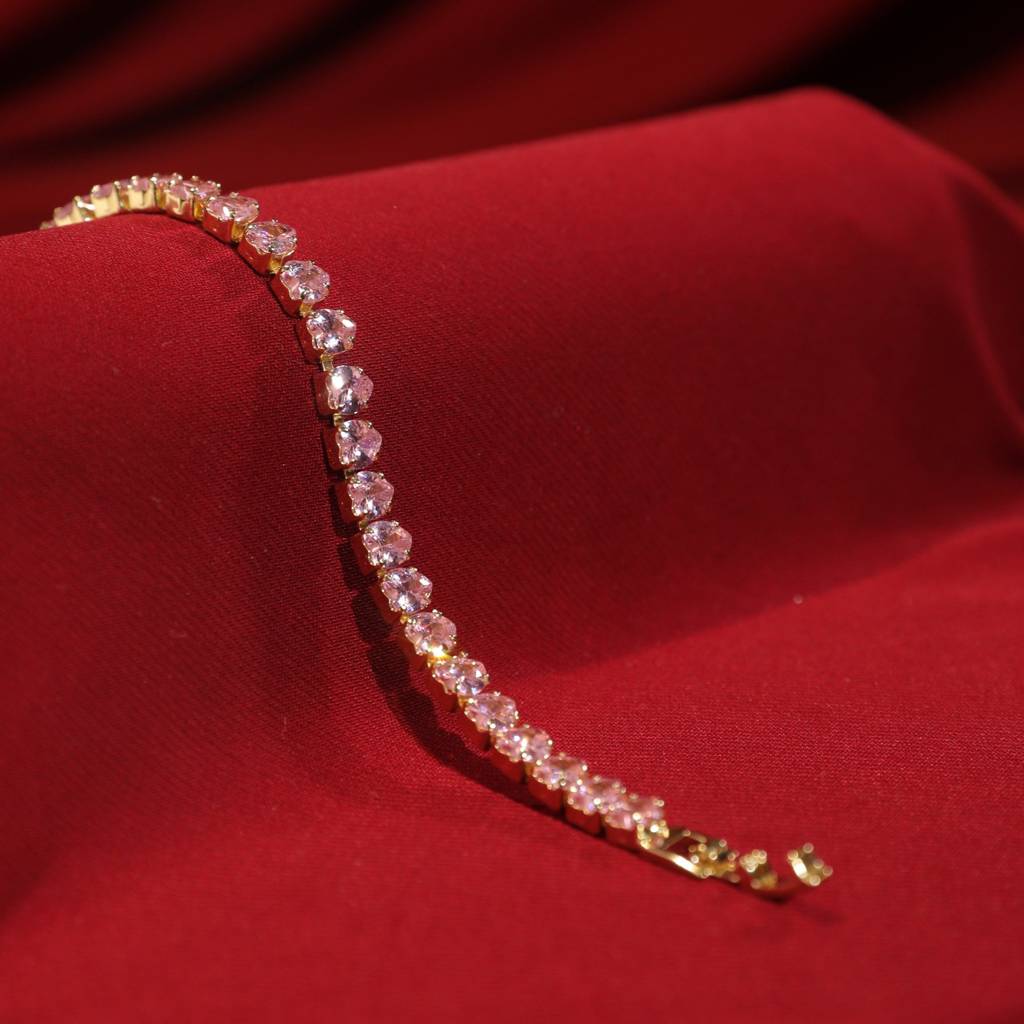 Heartstrings Diamond Tennis Bracelet - Pink : BS14611-G-PK