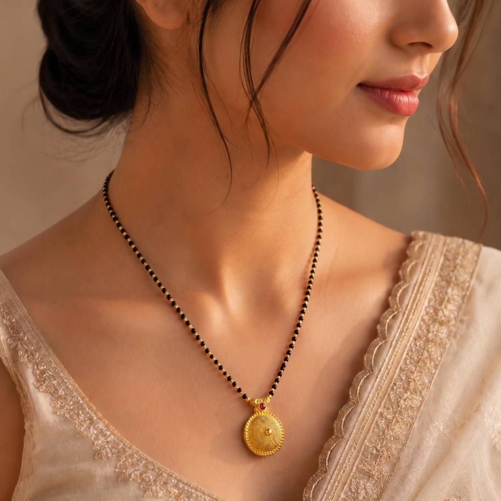 Gold Plated Ethnic Rani Pink Crystal Studded Mangalsutra For Women | Festive & Bridal Jewellery, Anniversary Birt : PF04MS08RP