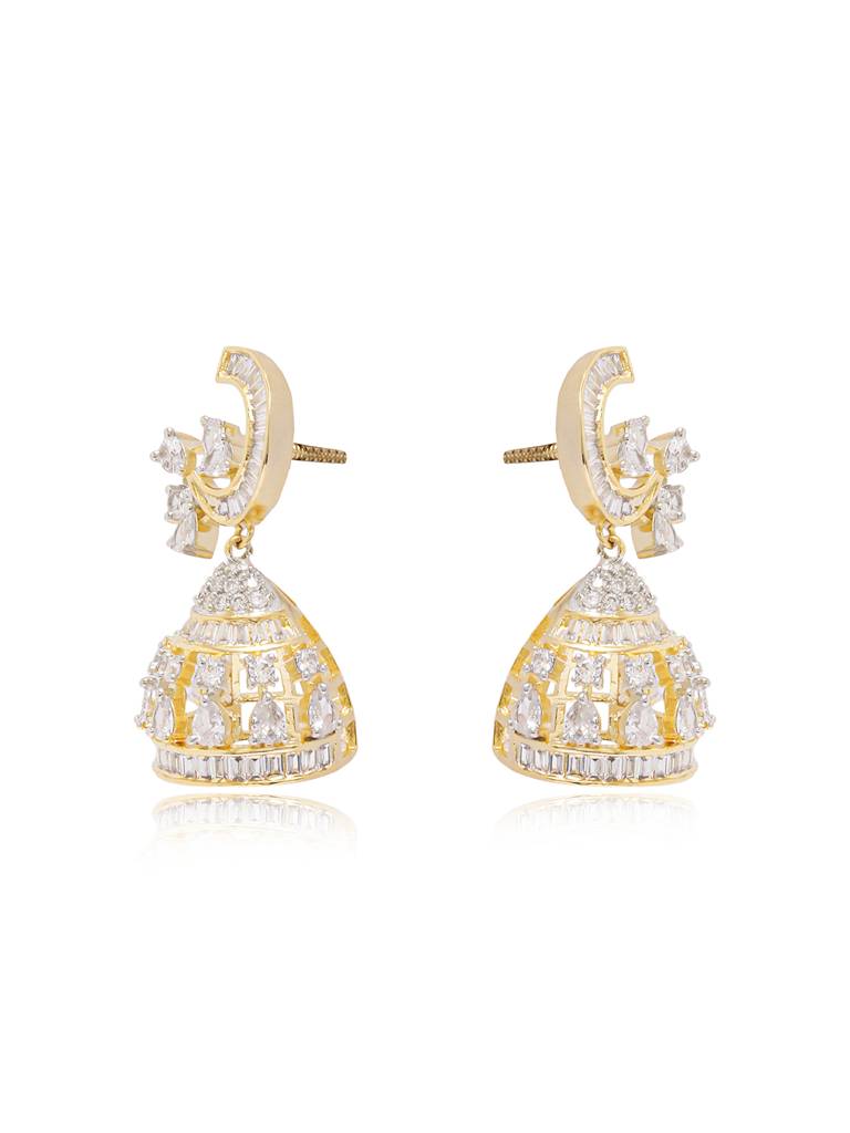 Crescent American Diamond Jhumka Earrings : YI24A0902E