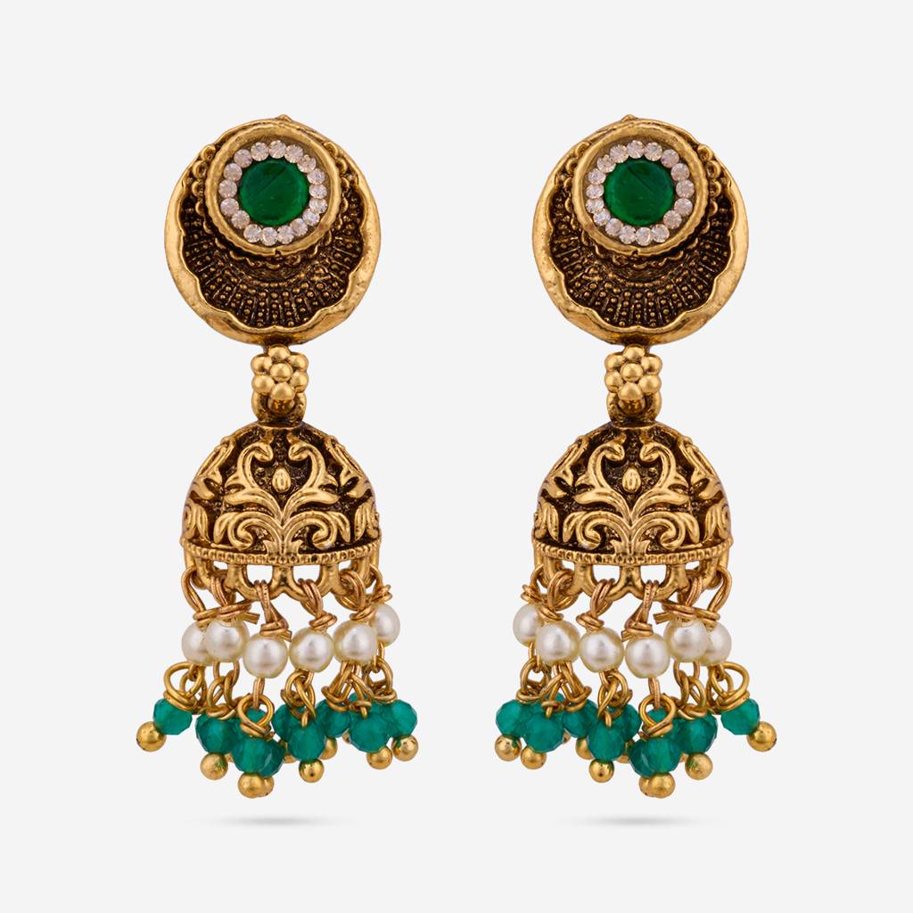 Green Gold - Plated Festive Antique Earring - 433004 : 433004