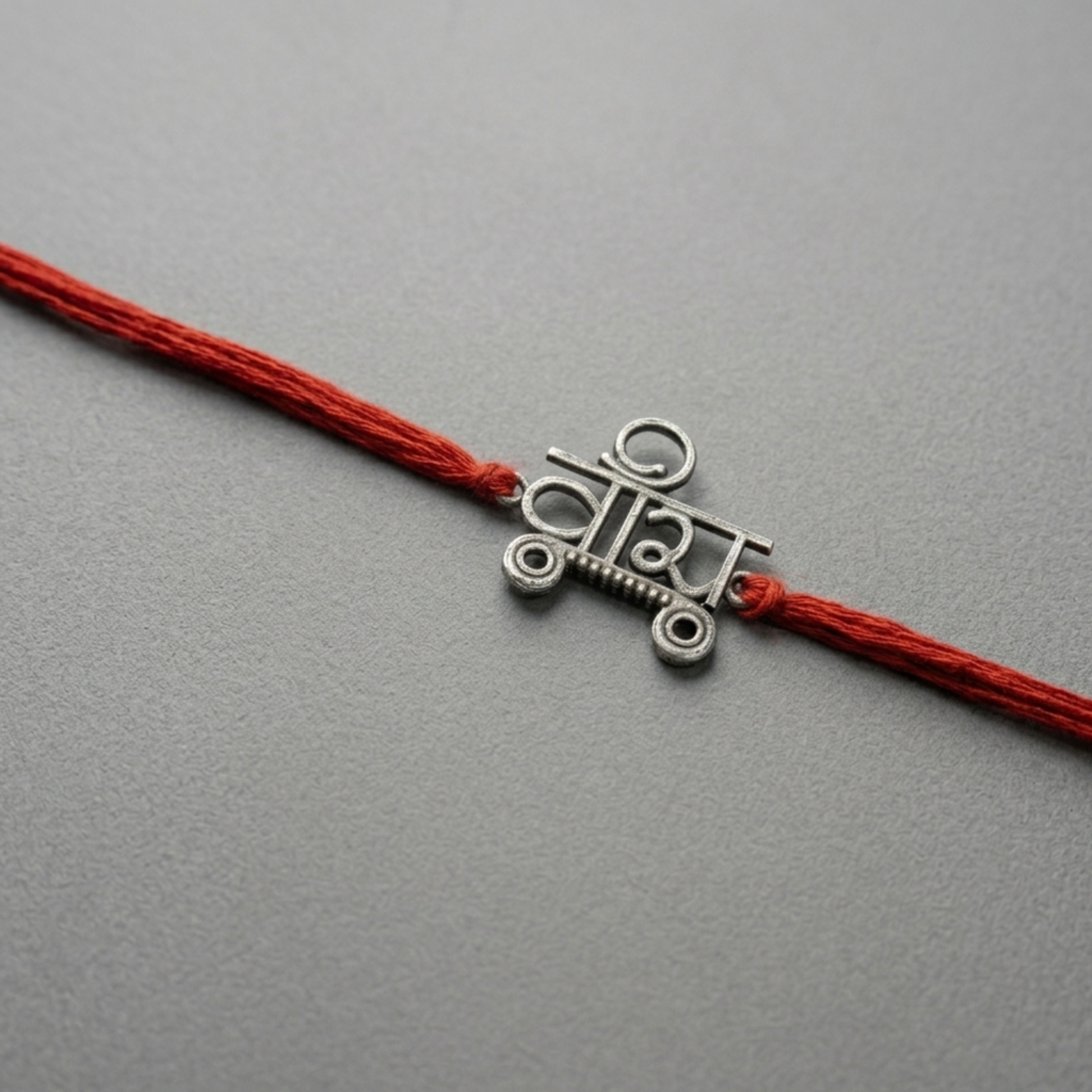 Veera Silver Plated Red Thread Rakhi : DTINDVIRARAKHI-01