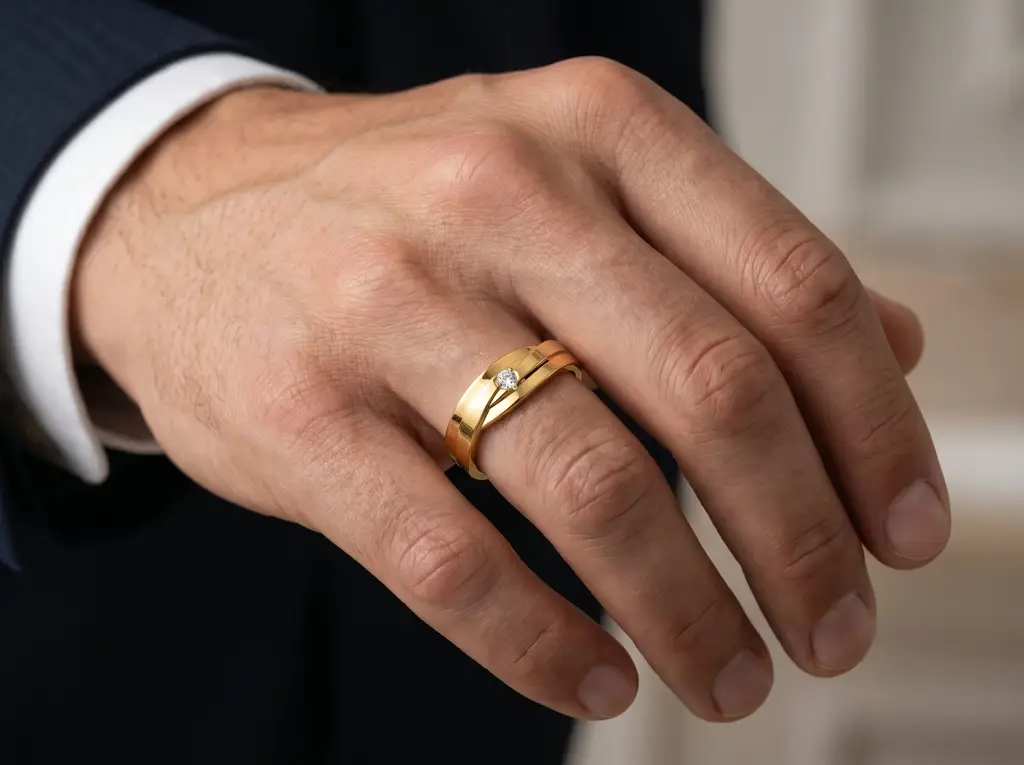Round Brilliant Diamond Men'S Ring | Sleek Minimal Contemporary Design : RG-M-CC-31-WH-Silver925-LabD-9