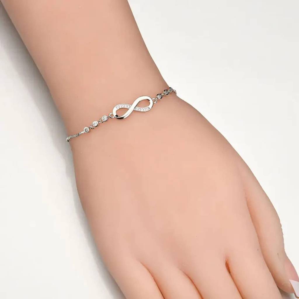 Silver Plated Cubic Zirconia Studded Adjustable Style Bracelet Fashion Jewellery For Women & Girls : PX8B47S