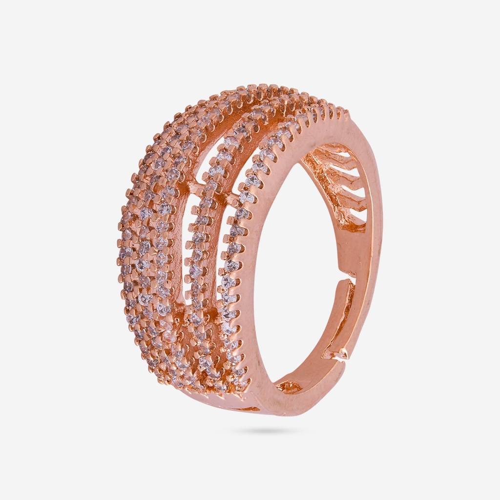 White Rose Gold Plated - Casual Wear Zircon Finger Ring - 466374 : 466374