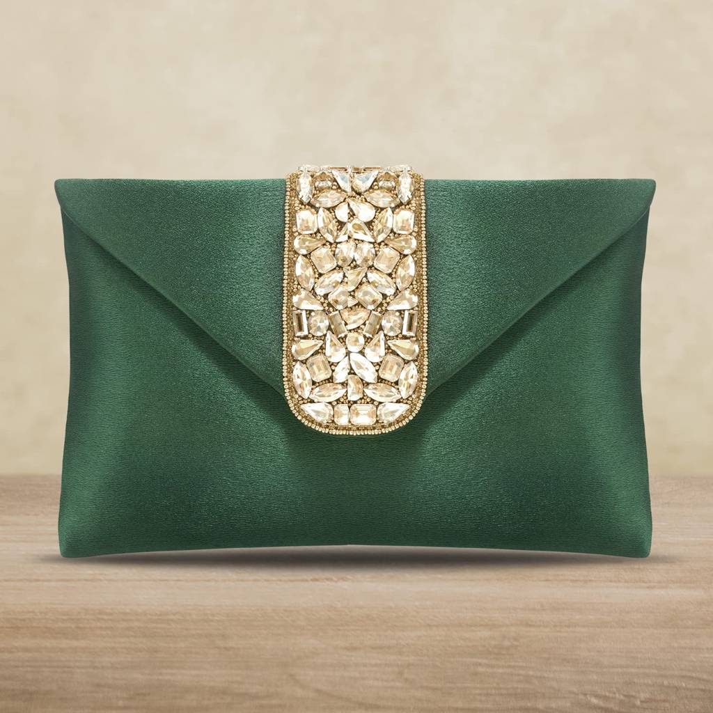Clutch Women'S Purse Bridal Bag For Casual Detachable Strap Evening Sling Bag : C61GRN