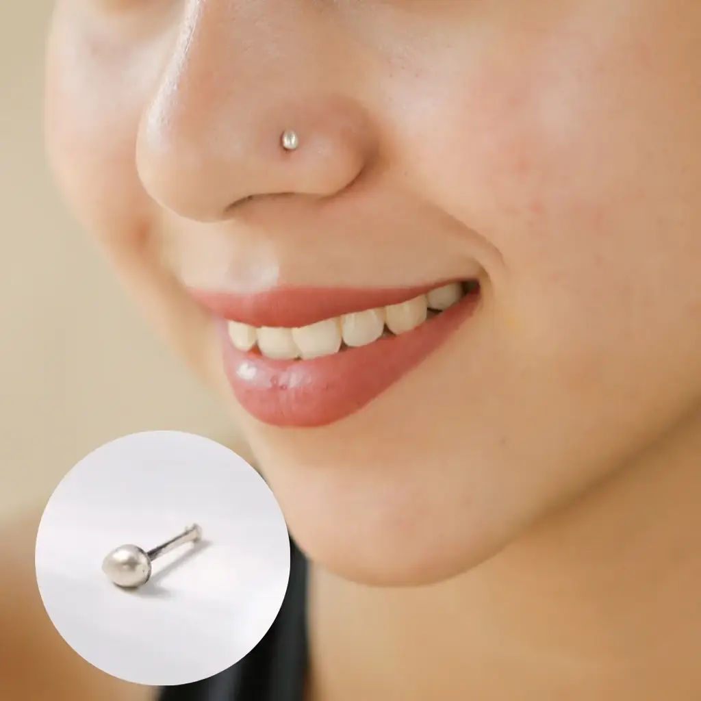 Silver Tiny Nose Pin : 66454167