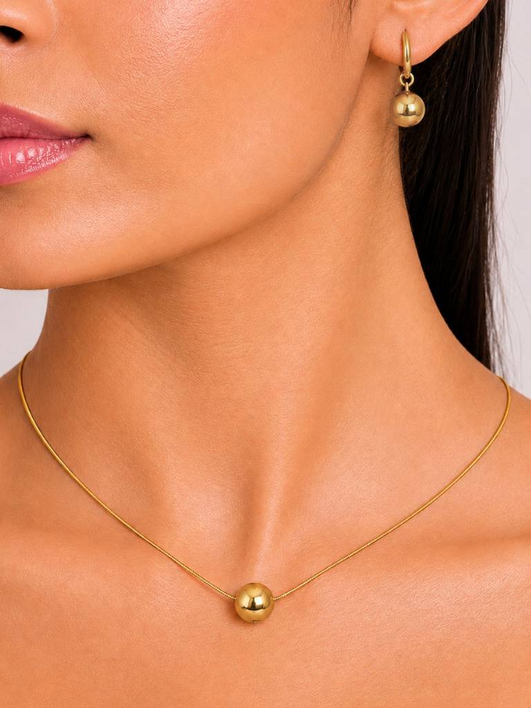 18K Gold Plated Golden Orbit Set Stainless Steel Waterproof & Anti-Tarnish : S1SJSS0G