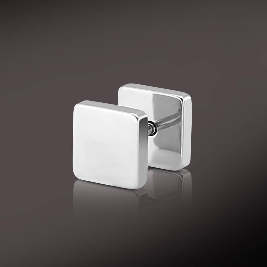 Stainless Steel Stylish Square Shape Stud Earring For Men (1 Pc.) : PX9ME3065S-S
