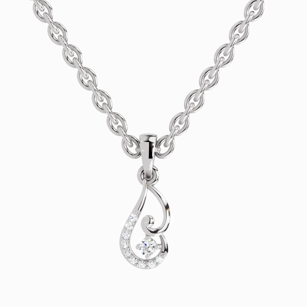 Lab Grown Diamond 0.04 Carat Luminous Curve Pendant 14K Quality : SPP15905-PD-14KW-004CT