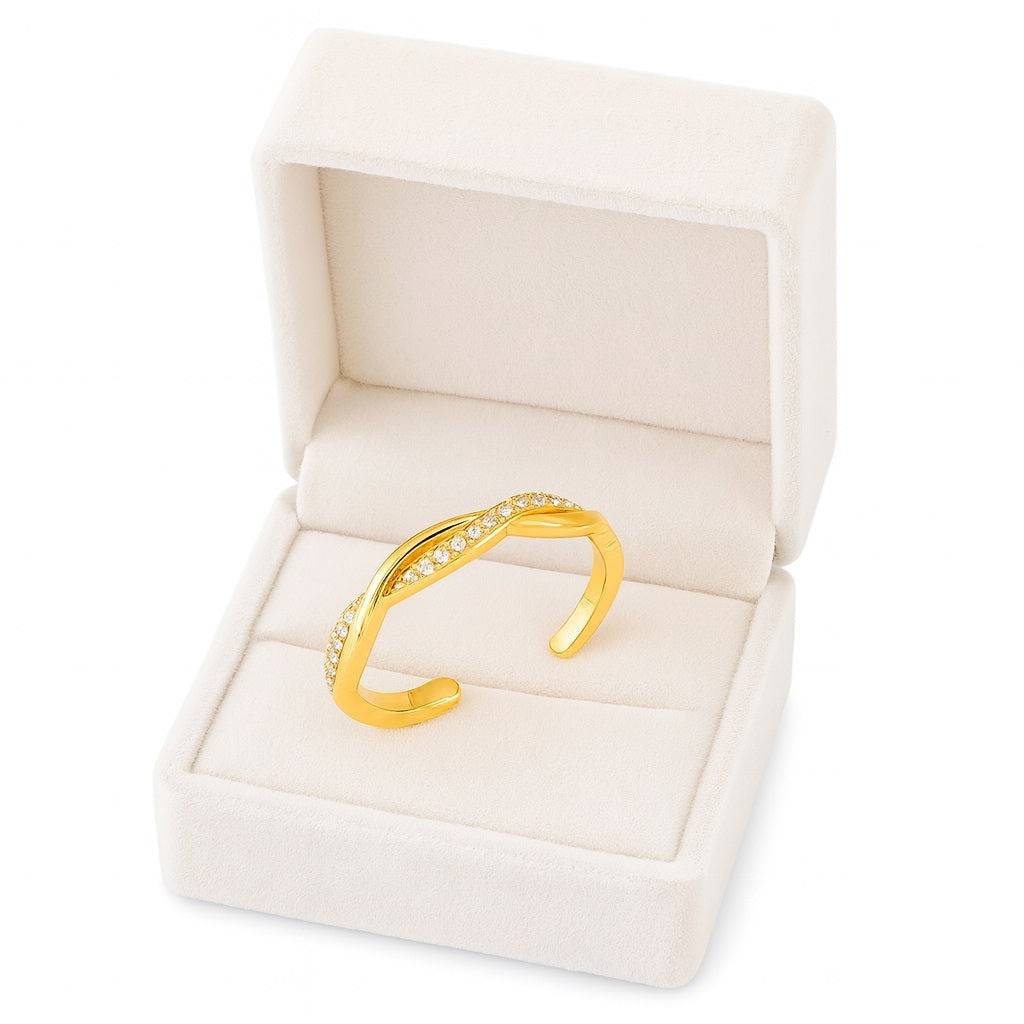 Adjustable Twisted Toe Ring With Cz Stones - Sterling Silver : TR-0010_YG