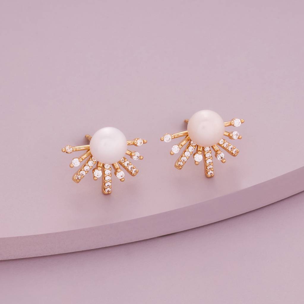 Pearl Gold - Plated Casual Wear Trendy Zircon Earring - 464754 : 464754