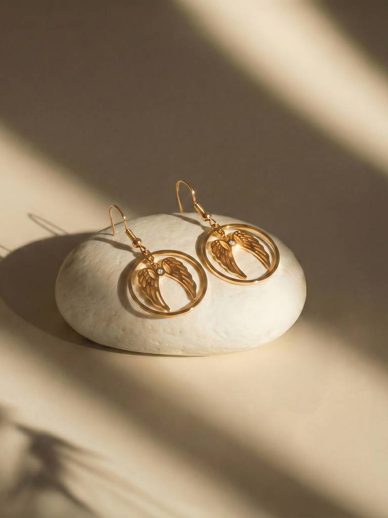 Halo Orbit Wing Accent Drop Earrings For Women - Waterproof & Anti-Tarnish : ER0482