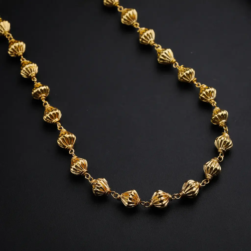 Silver Beads Necklace |  92.5 Silver | 22K Gold Plated : 84747671