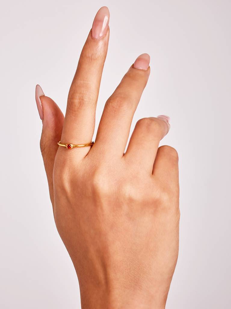 18K Gold Plated Golden Blush Ring Stainless Steel Waterproof & Anti-Tarnish(Size-7) : R43ASSS7G