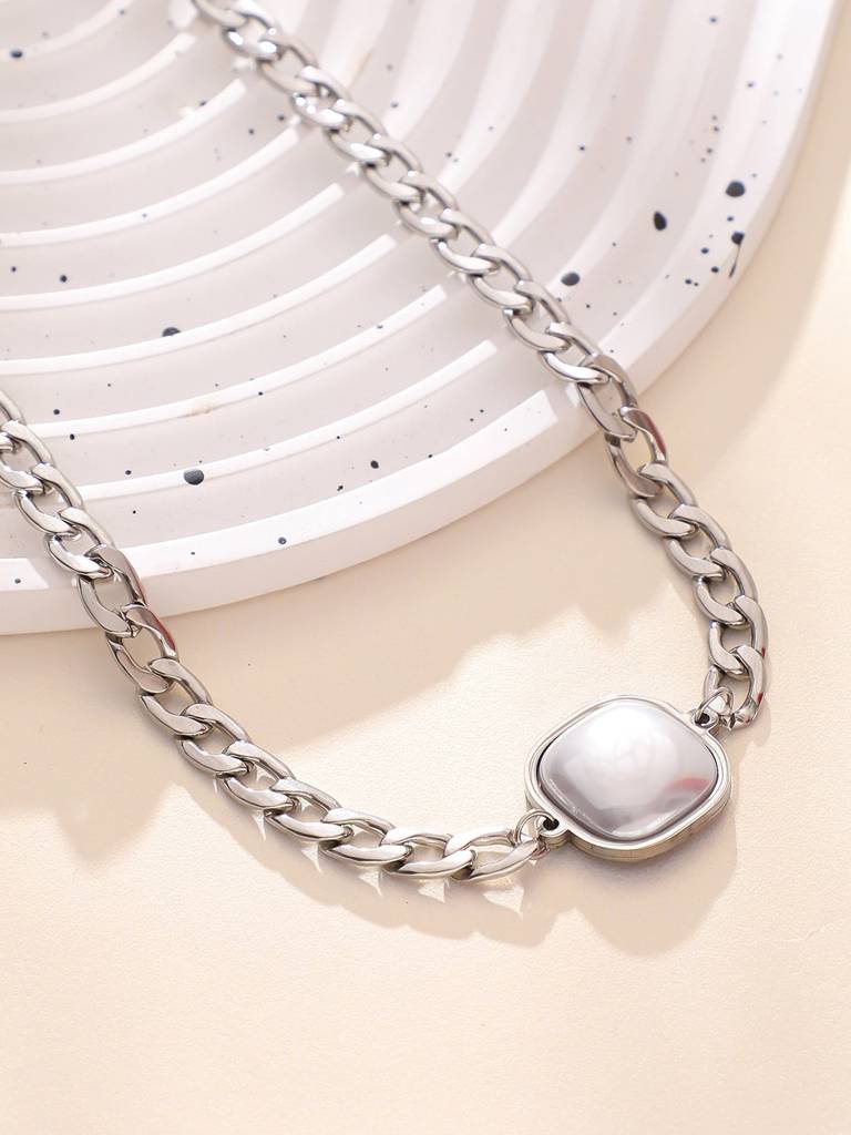 Men'S The Perla-Flat Chain Necklace - Metallic Silver : SOHINC6297