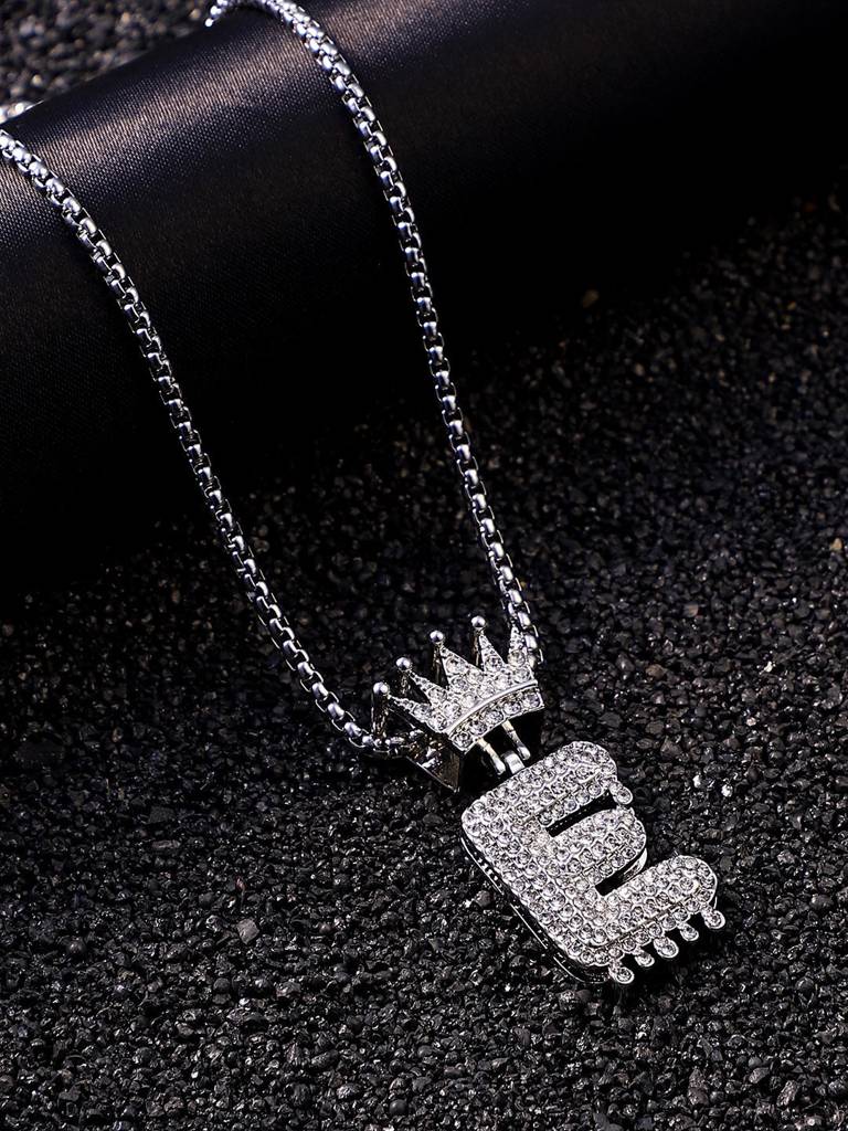 Men'S The Drip Alphabet Pendant Necklace - Metallic Silver : FANC1096-E