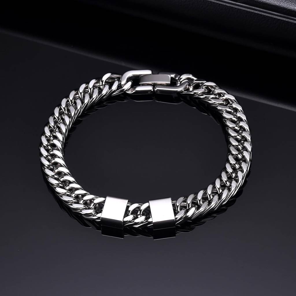Stainless Steel Cuban Link Chain Bracelet Modern Wristwear Fashion Jewllery For Men & Boys : PX9B185S