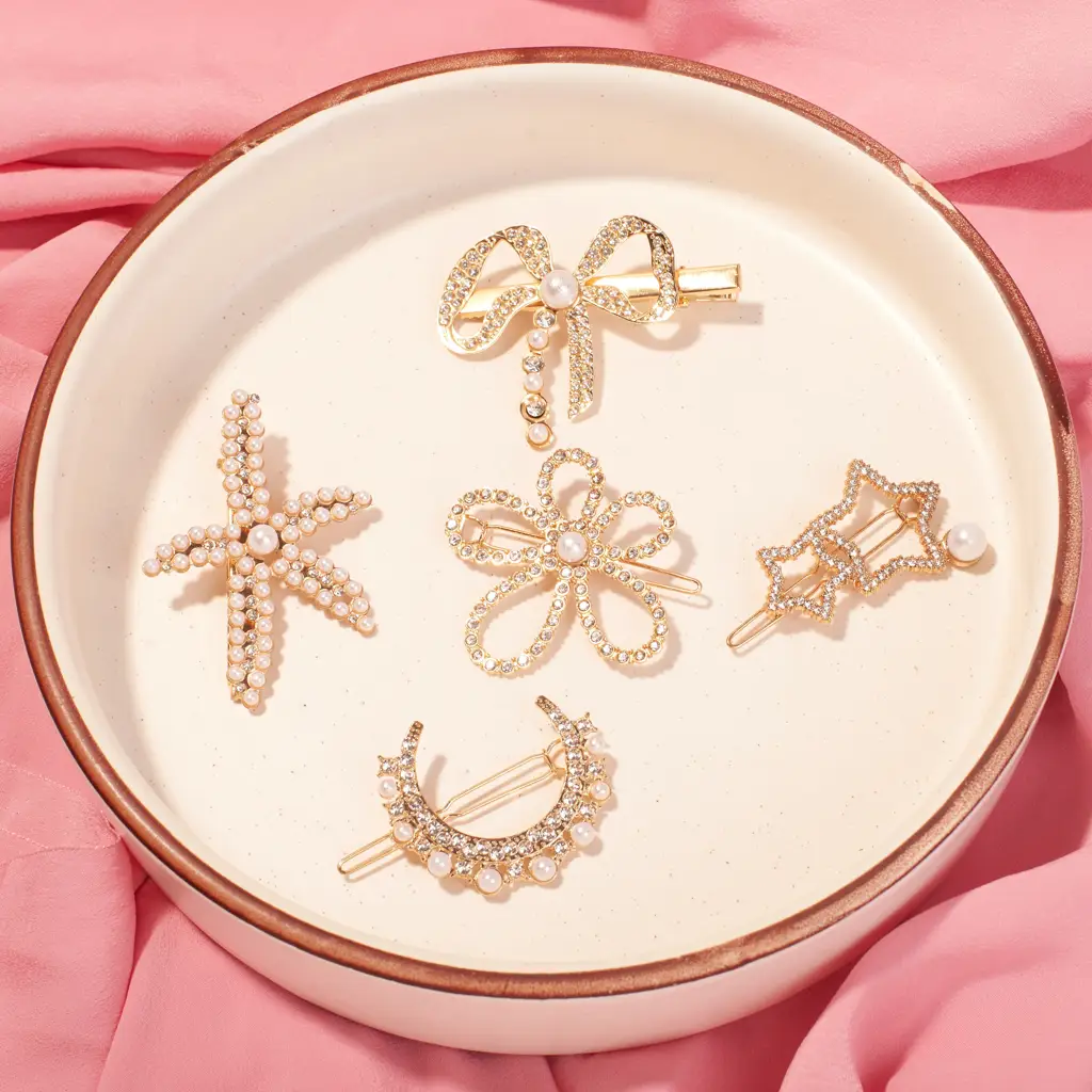 Set Of 5 Love Affair Hair Pins : HX-HP-C5-0040-G