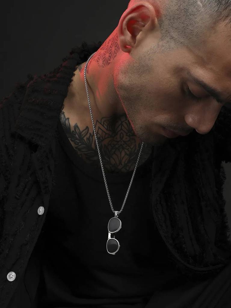 Men'S Sunglass Pendant Necklace - Charcoal Black : FAPD1089