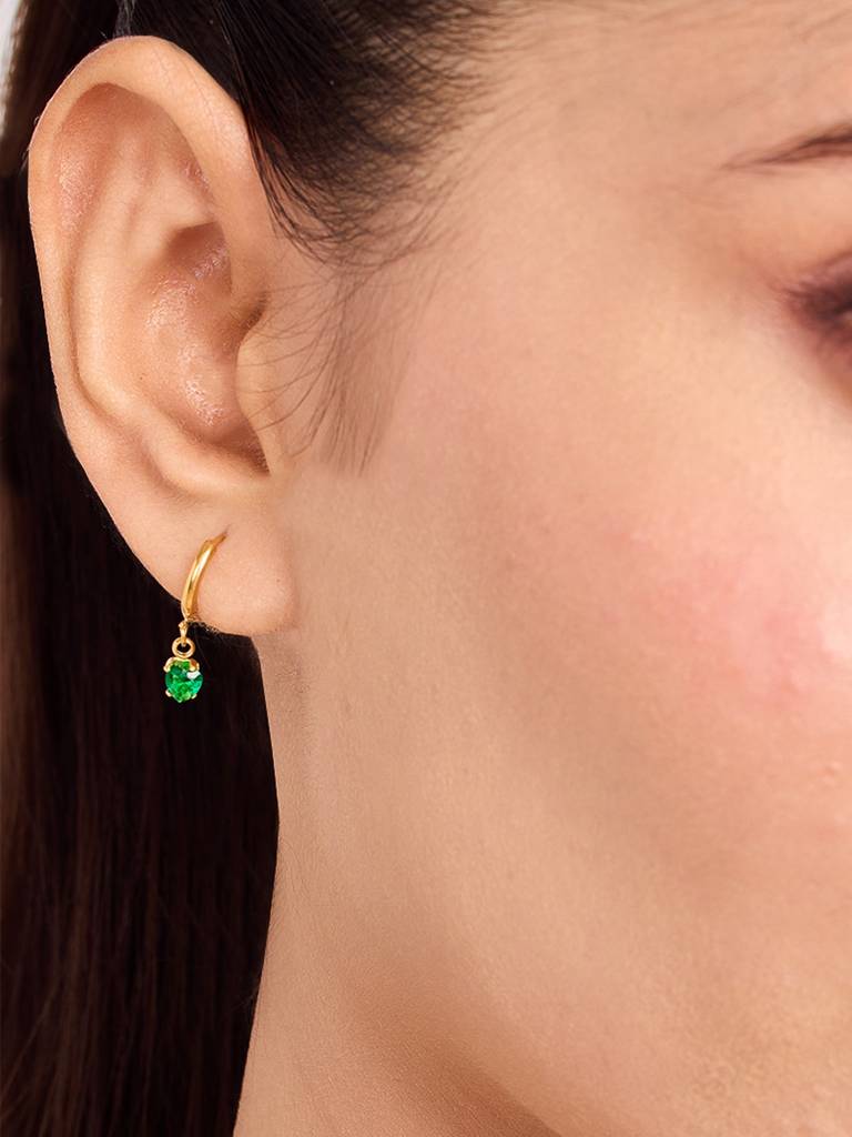 18K Gold Plated Golden Gem Drop - Earrings Stainless Steel Waterproof & Anti-Tarnish : E25ASSS0G