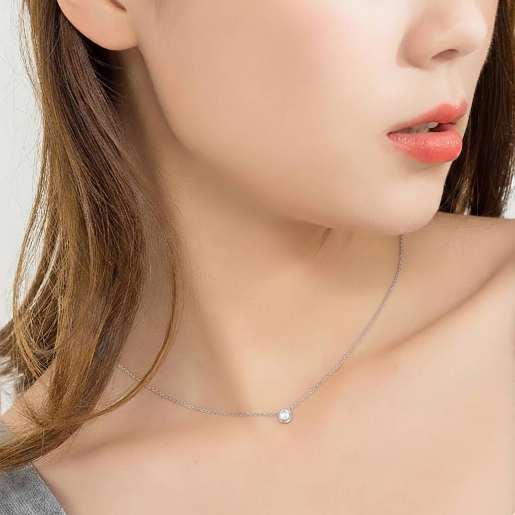 Crystal Studded Pendant Chain Necklace Fashion Jewellery For Women & Girls : PX9P83S