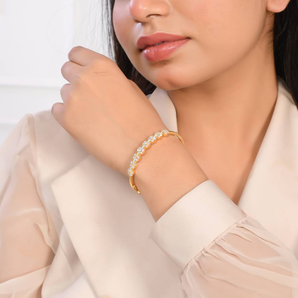 Sparkling Elegance Round Cut Cz Cuff Bracelet : 8905124529449