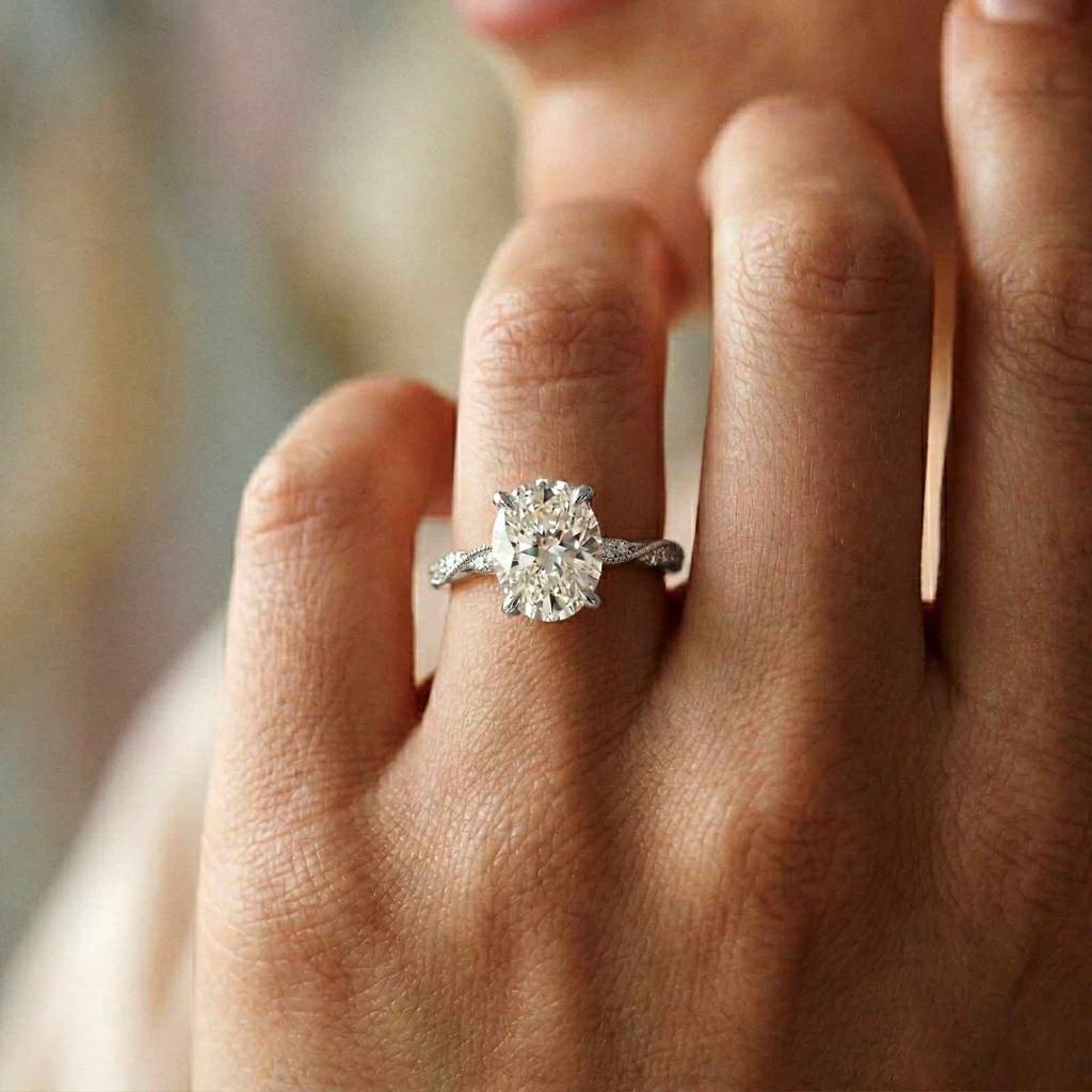 2.75Ct Moissanite Oval Solitaire Pavã© Ring : ZLM10026-10N